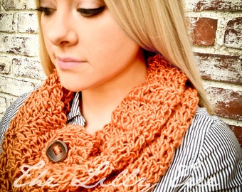 Women's Buttoned Cowl Women Scarf Pumpkin Colored or Color of Your Choice