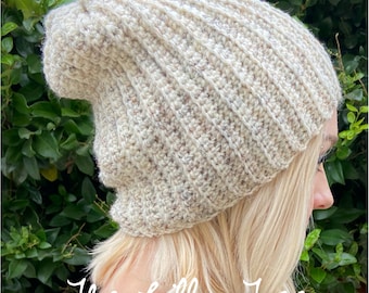 Women's Slouchy Beanie Lightweight Crochet Hat Handmade