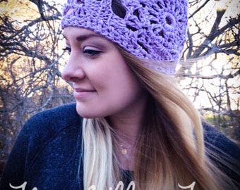 Cotton Beanie Women's Hand Crochet Handmade Women