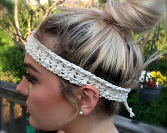 Women's Lace Headwrap Forehead Band Cotton Handmade Crochet