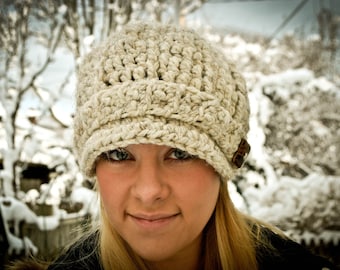 Women's Hat Baker Boy Brimmed Newsboy Crochet Handmade