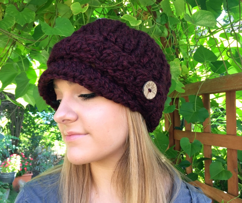 Women's Hat Baker Boy Brimmed Newsboy Crochet Handmade Etsy