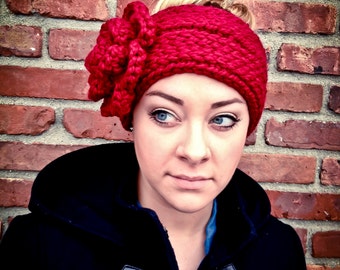 Wide Headwrap with Cluster Flower