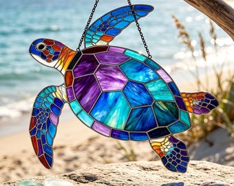 Meeresschildkröten-Sonnenfänger, Fensterdekoration aus Acrylglas, Geschenkidee für Oma und Mama, Geschenk für Strandliebhaber mit Schildkrötenmotiv, Einzugsgeschenk für ein neues Zuhause