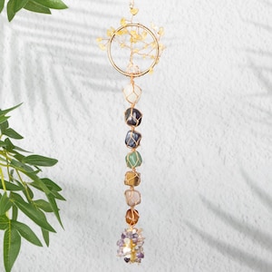Tree of Life Healing Crystal Suncatcher for Window Hanging, Sun Catcher Birthday Gift for Her Women Kids, Hanging Prism, Custom Housewarming