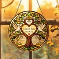 Custom Wedding Tree Stained Glass Suncatcher, Personalized Family Tree of Life Hanging, Love Birds Wedding Gift for Bride Groom, Anniversary product logo