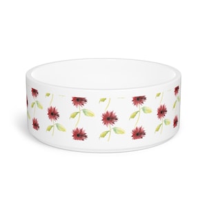 Red Wave Sunflower - Pet Bowl for Dogs and Cats, Cute Animal Dish, Dog Bowl, Cat Bowl, Pet Supplies for Animal Lovers, Gifts for Dog Owners