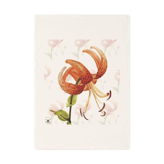 Tiger Lily Tea Towel With Patterned Background - Etsy