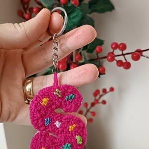 Crochet Letter Keychain, Personalized Initial Keyring, Colorful Bag Charm, Handmade Alphabet Gift, Custom Crochet Accessory