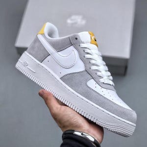 Nike Air Force 1 , Af1 Custom , Gray Nike Air Force , Nike Shoes , Air Force Custom , Yellow Nike Air Force