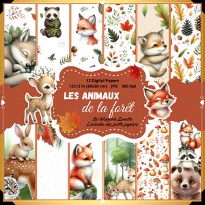 Papier numérique - digital imprimable | Collection Les animaux de la forêt | Garçon ou fille | scrapbooking, DIY, loisirs créatifs, automne