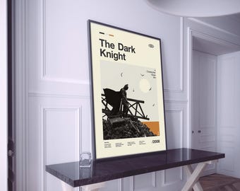 The Dark Knight Movie Poster, Minimalist Vintage Retro Art Print, Christopher Nolan, Mid Century Modern