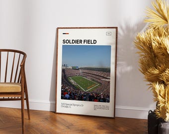 Soldier Field Poster, Chicago Bears Print, NFL Stadium Wall Art, Football Fan Gift
