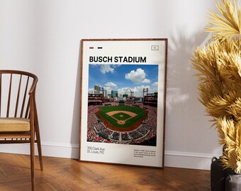 Busch Stadium-affisch, St. Louis Cardinals-tryck, MLB-stadionväggkonst, basebollfanpresent
