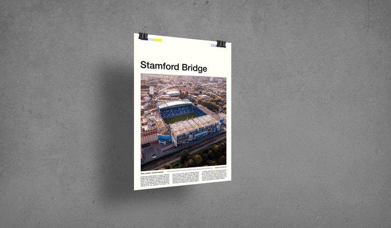 Poster Stamford Bridge - Art Mural Chelsea FC - Affiche Stade Football - Cadeau Fan