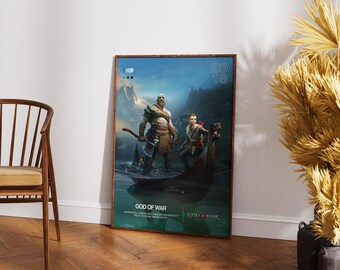 God of War Poster, Kratos-Druck, Videospiel-Poster, minimalistischer Spieledruck, Poster fürs Gaming-Zimmer, Geschenk für Gamer, Gaming-Wandkunst