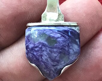 Charoite pendant with Sterling bezel