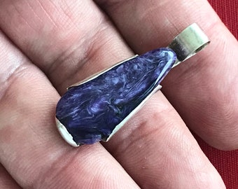 Charoite pendant with Sterling bezel and bail