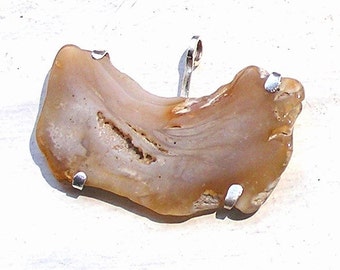 Beige Agate crystal slice - pendant