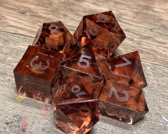 RAW* Dice: Tiger's Eye Brown _ Resin-Cast Dice Set *See Description* Handmade Dungeons & Dragons, DND