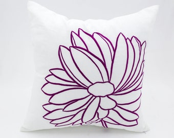 purple flower pillow etsy