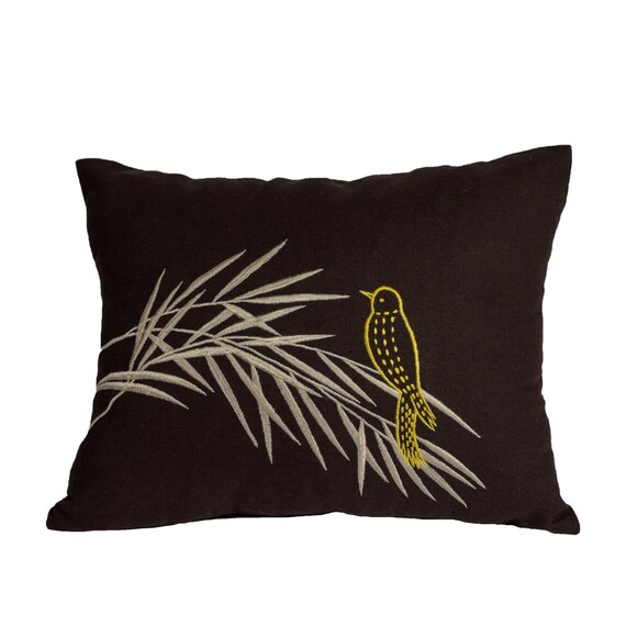 Bird on Bamboo Lumbar Pillow Cover Decorative Pillow Cover Etsy