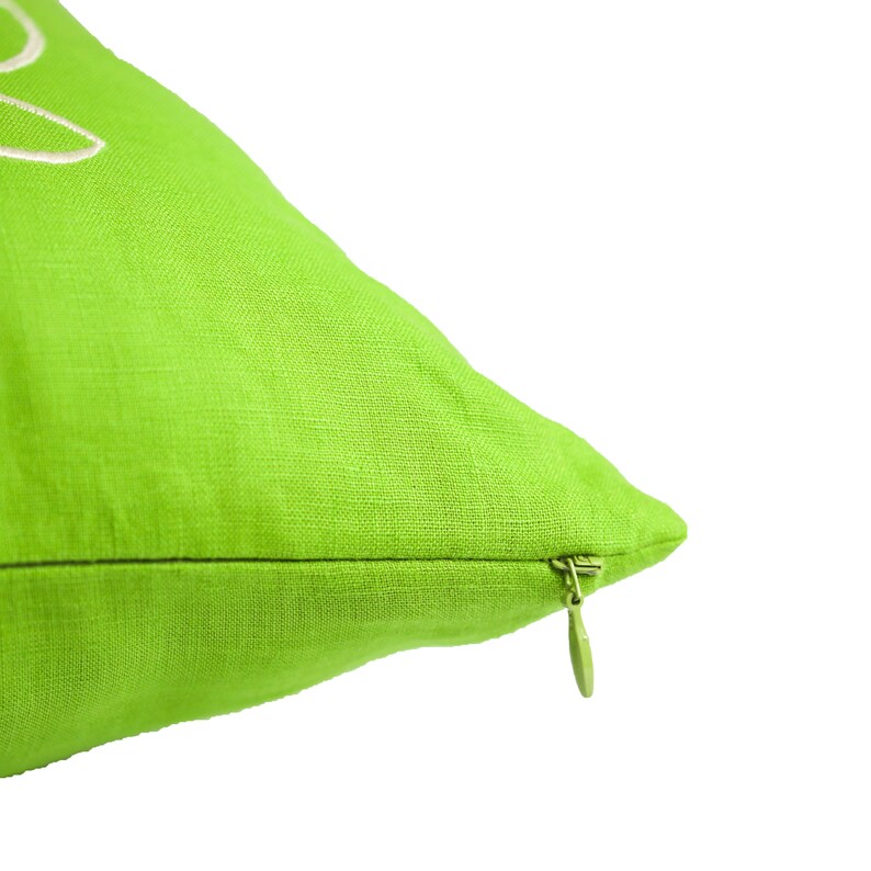 Green Linen Pillow Case Willow Embroidery Custom Pillow Etsy