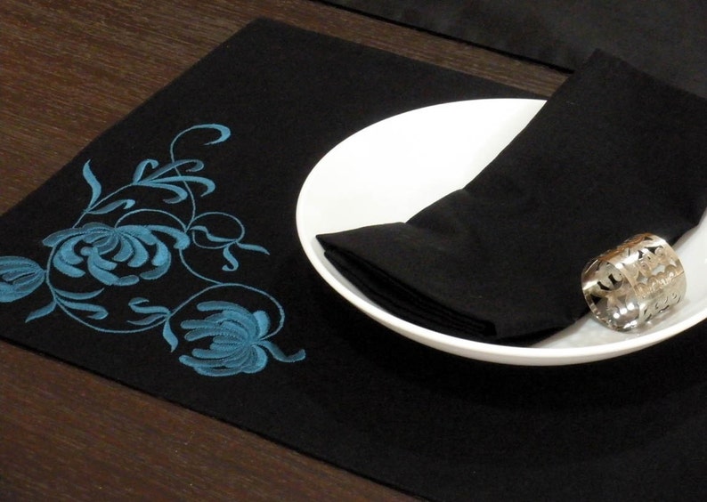 Modern Floral Linen Placemat Set Wedding Dining Table Linen Etsy