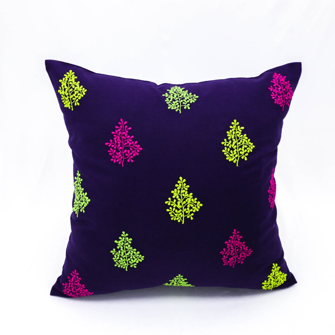 Paisley Pillow Cover Custom Embroidery Pillow Boho Decor Etsy