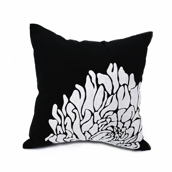 Silver Black Throw Pillow Cover Black Linen Silver Gray Etsy