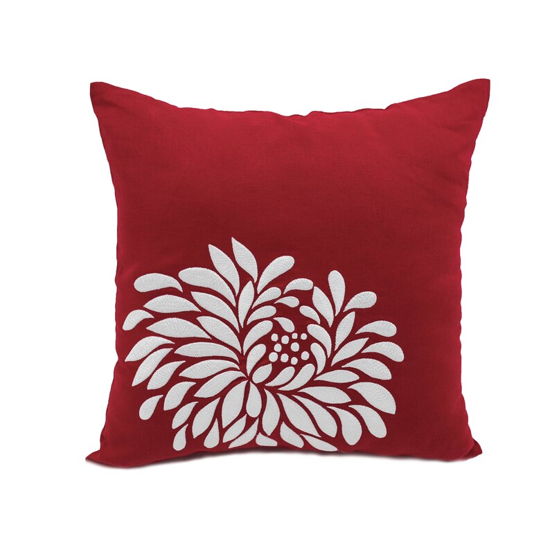 Embroidered Pillow Cover White Flower Pillow Bedroom Decor Etsy