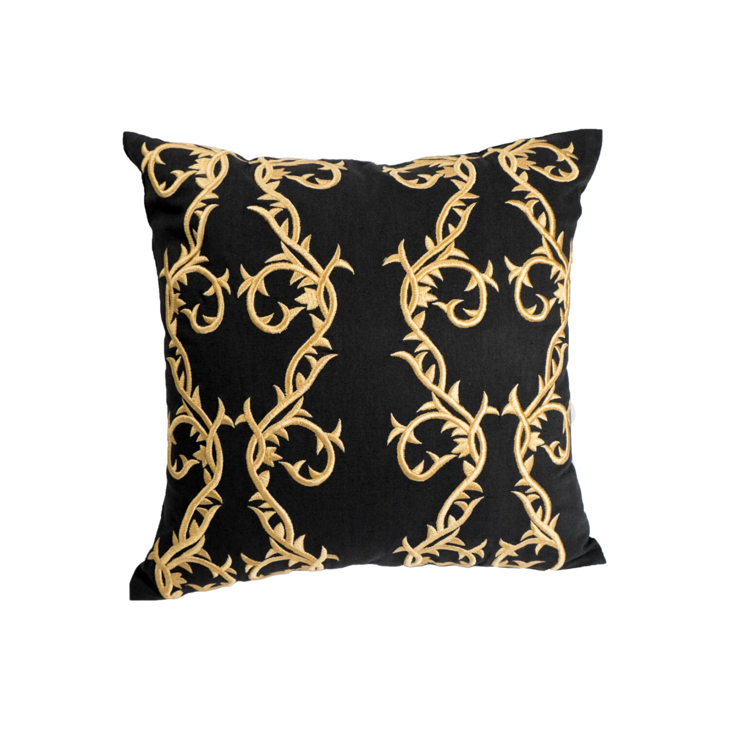 Black Gold Pillow Cover Decorative Pillow Cover Embroidered Etsy