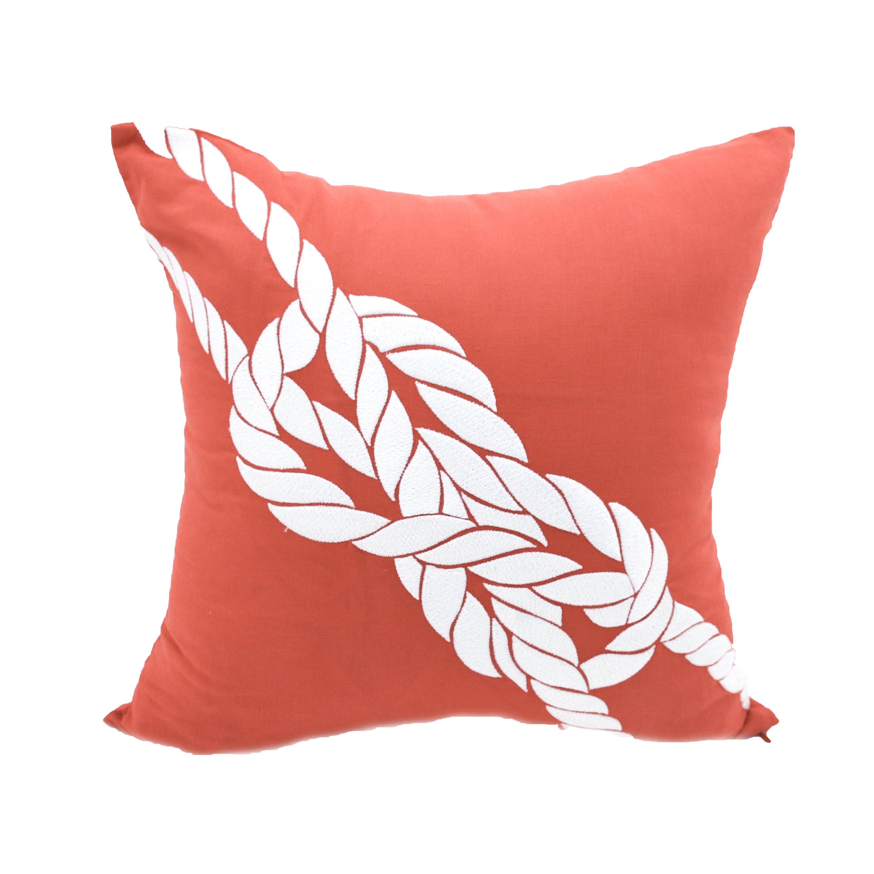 Nautical Rope Pillow Cover Embroidered Orange Pillow Coastal Etsy