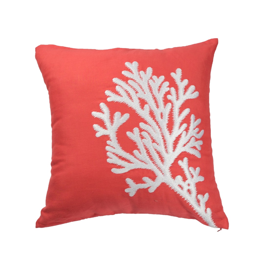 Nautical Pillows, Orange Linen Pillow Cover, Custom Pillow Case, Coral