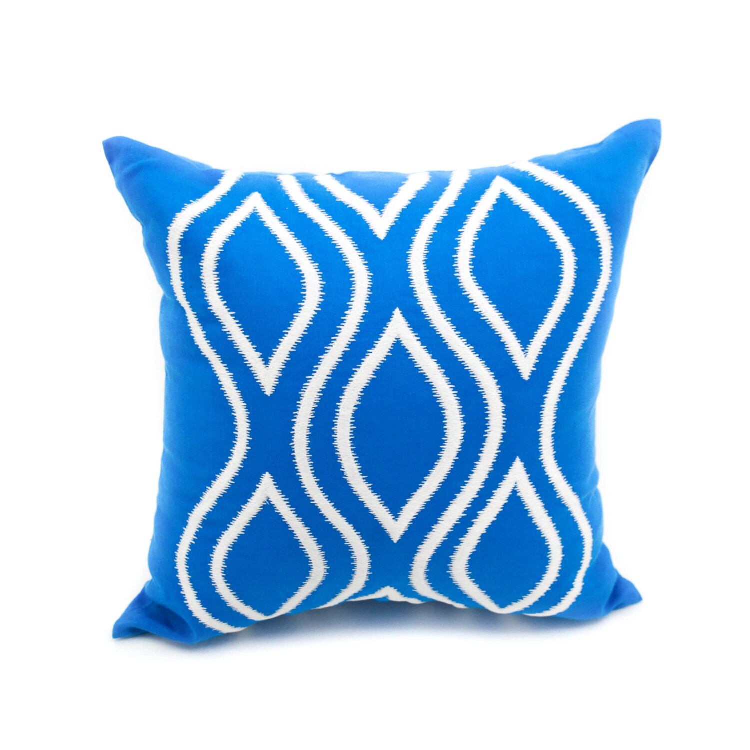 Ikat Decorative Pillow Cover Throw Pillow Cover Blue Linen Etsy