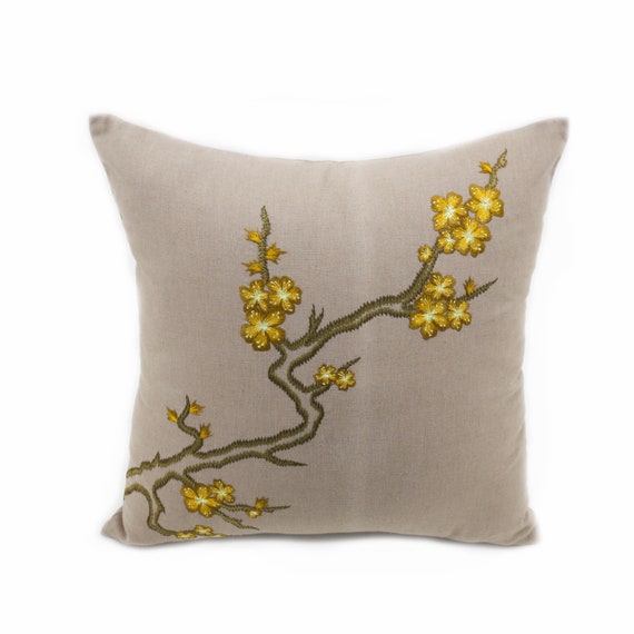 cherry blossom throw pillow