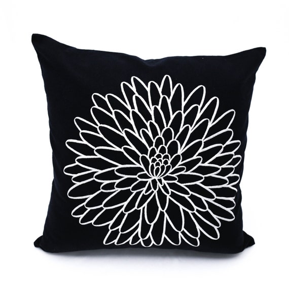 Flower Embroidery Pillow Cover White Floral Pillow Tropical Etsy