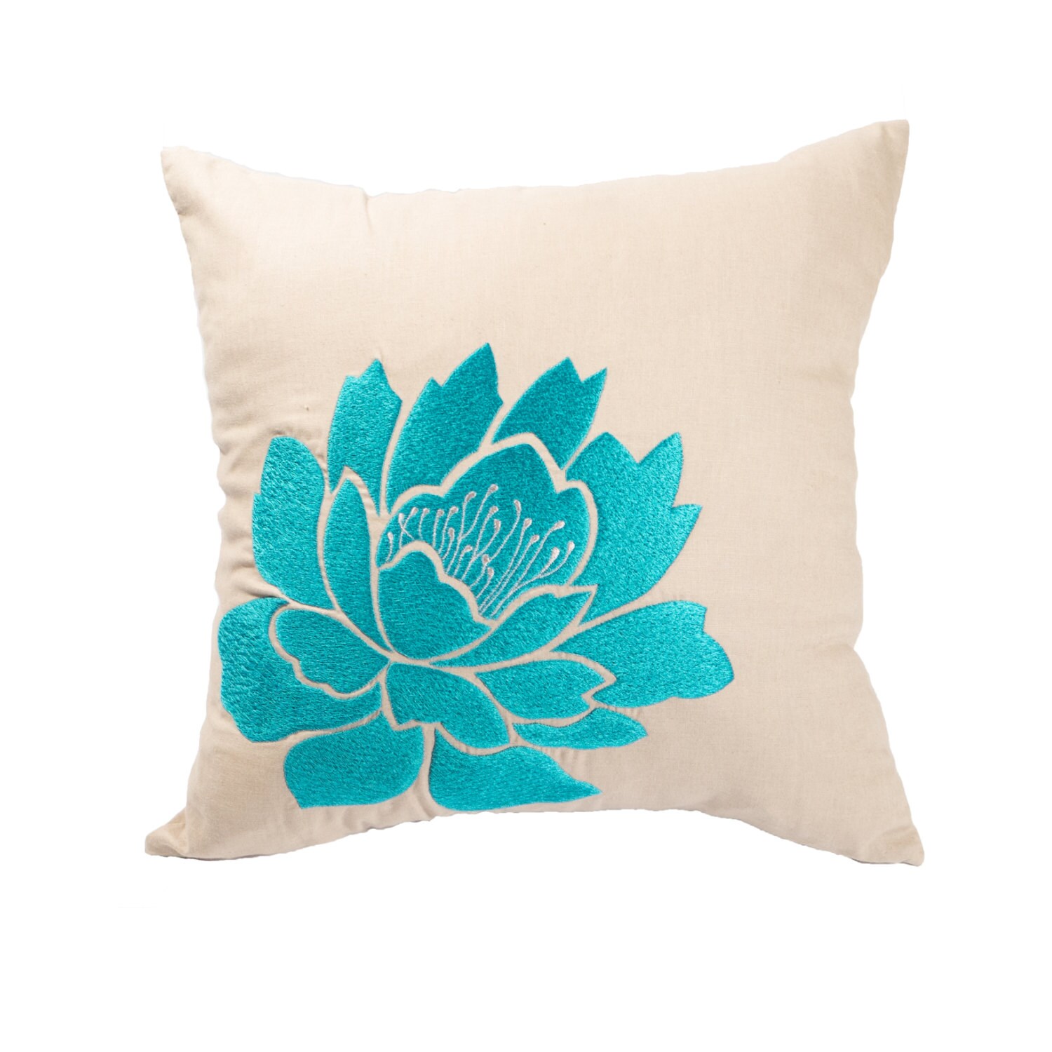 Blue Flower Pillow Cover Decorative Pillow Cover Embroidered Etsy