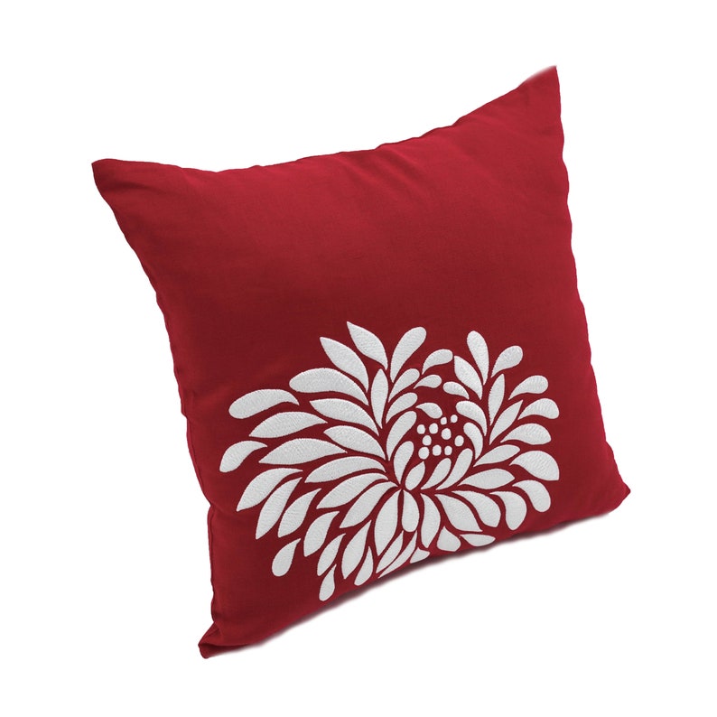 Embroidered Pillow Cover White Flower Pillow Bedroom Decor Etsy