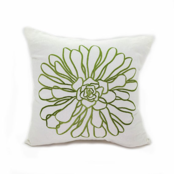 Floral Pillow Cover Linen Pillow Embroidered Flower Cushion Etsy