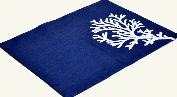 Nautische Koralle Stickerei Tischmat Set Kusten Esstisch Etsy