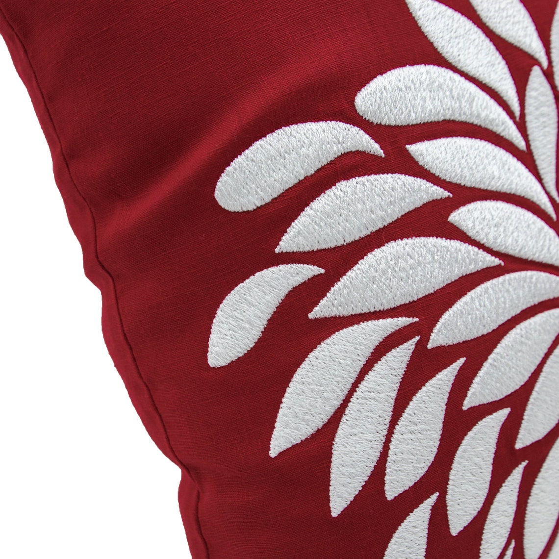 Embroidered Pillow Cover White Flower Pillow Bedroom Decor Etsy