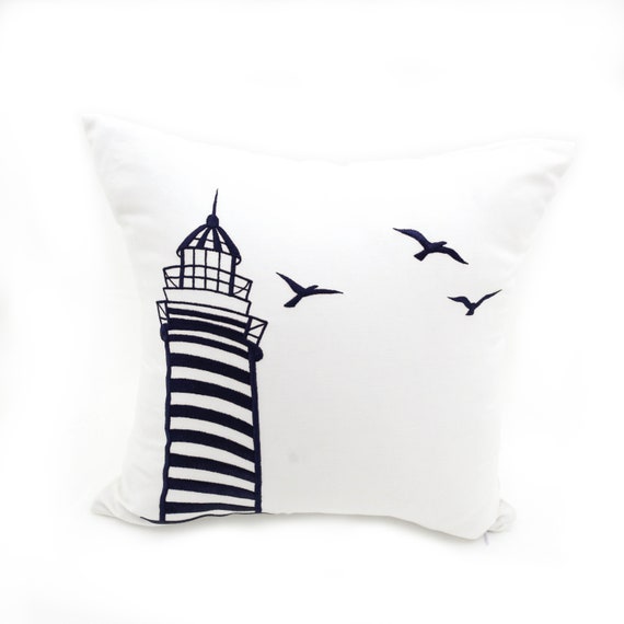 Lighthouse Pillow Cover Nautical Decor Decorative Pillow Etsy
