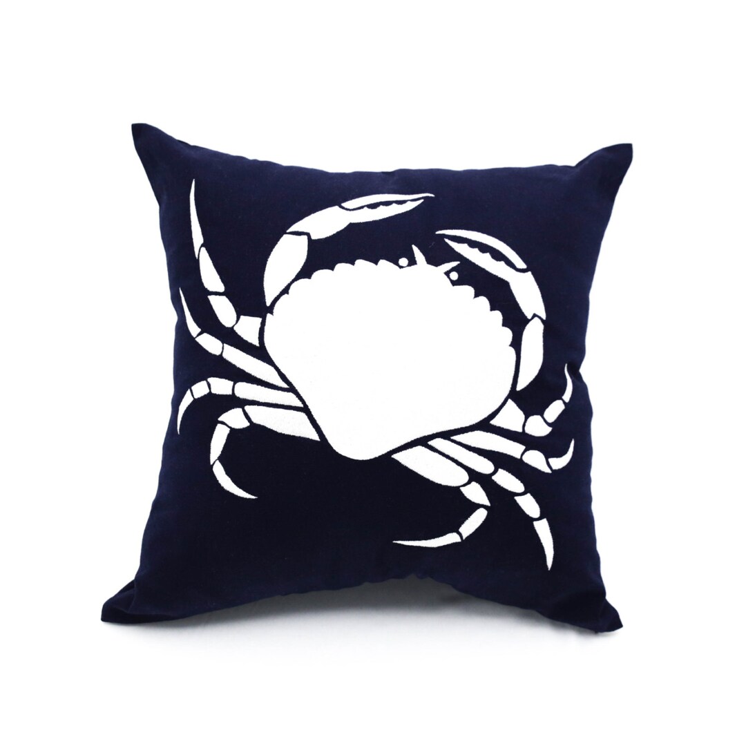 Nautical Decor Navy Blue Linen Pillow Cover Coastal Bedding Etsy