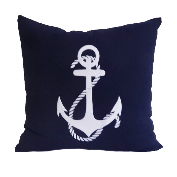Blue Anchor Pillow Etsy