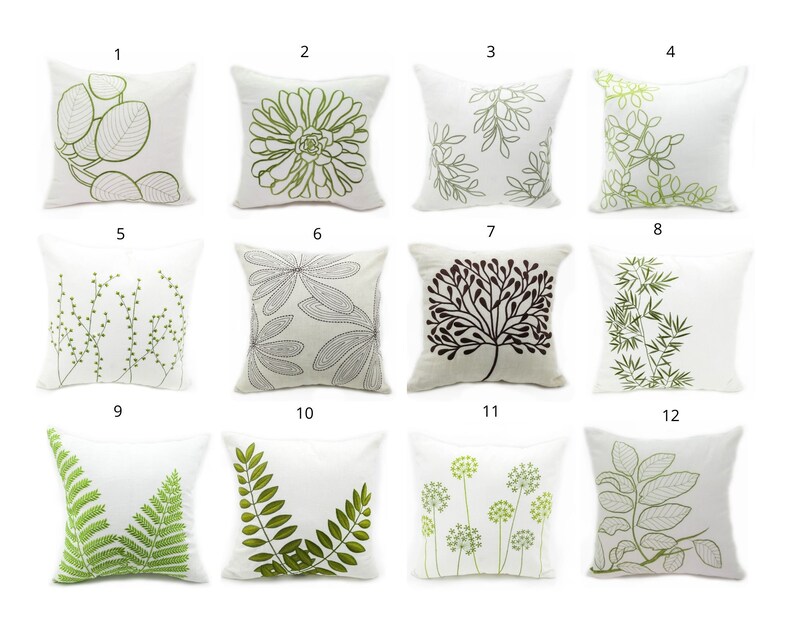 Fern Pillow, Botanical Embroidery, Custom Pillow Case, Farmhouse Decor, Cream Linen Pillow Cover, Tropical Decor image 5