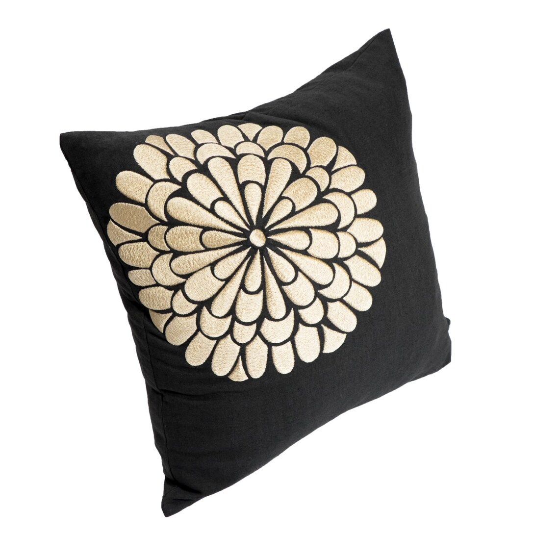 Custom Embroidered Pillow Black Linen Pillow Case Flower Etsy