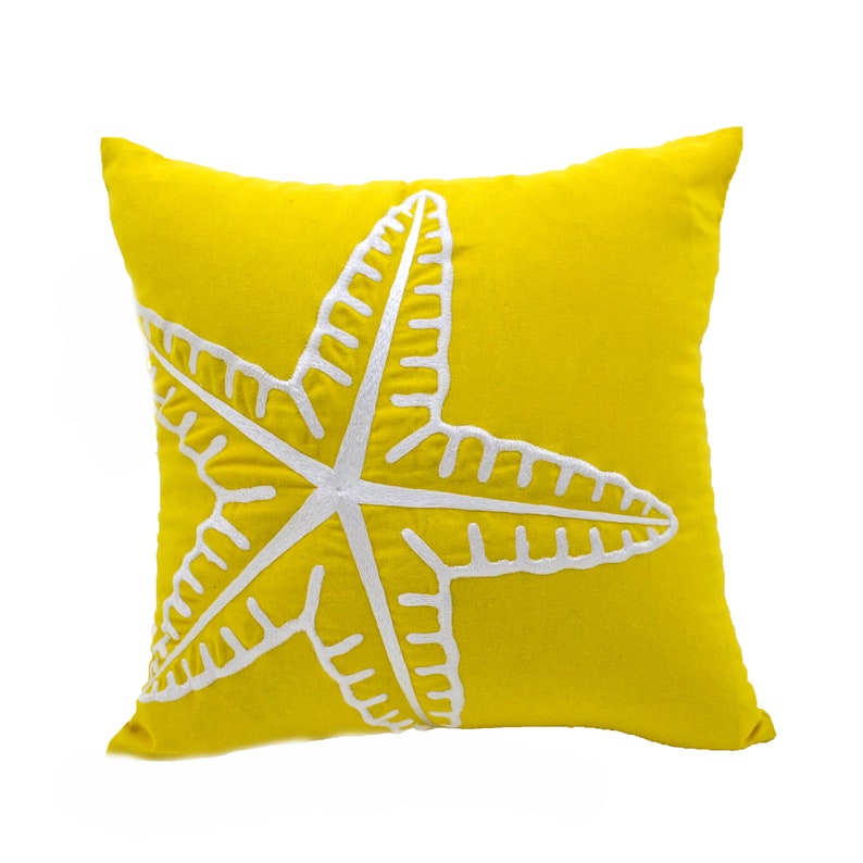 Starfish Pillow Cover Nautical Throw Pillow Cover Yellow Etsy