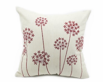 Floral Pillowcases, Custom Pillow Case, Linen Pillow Cover, Scandinavian Cushion, Flower Embroidery, Gifts for Mom
