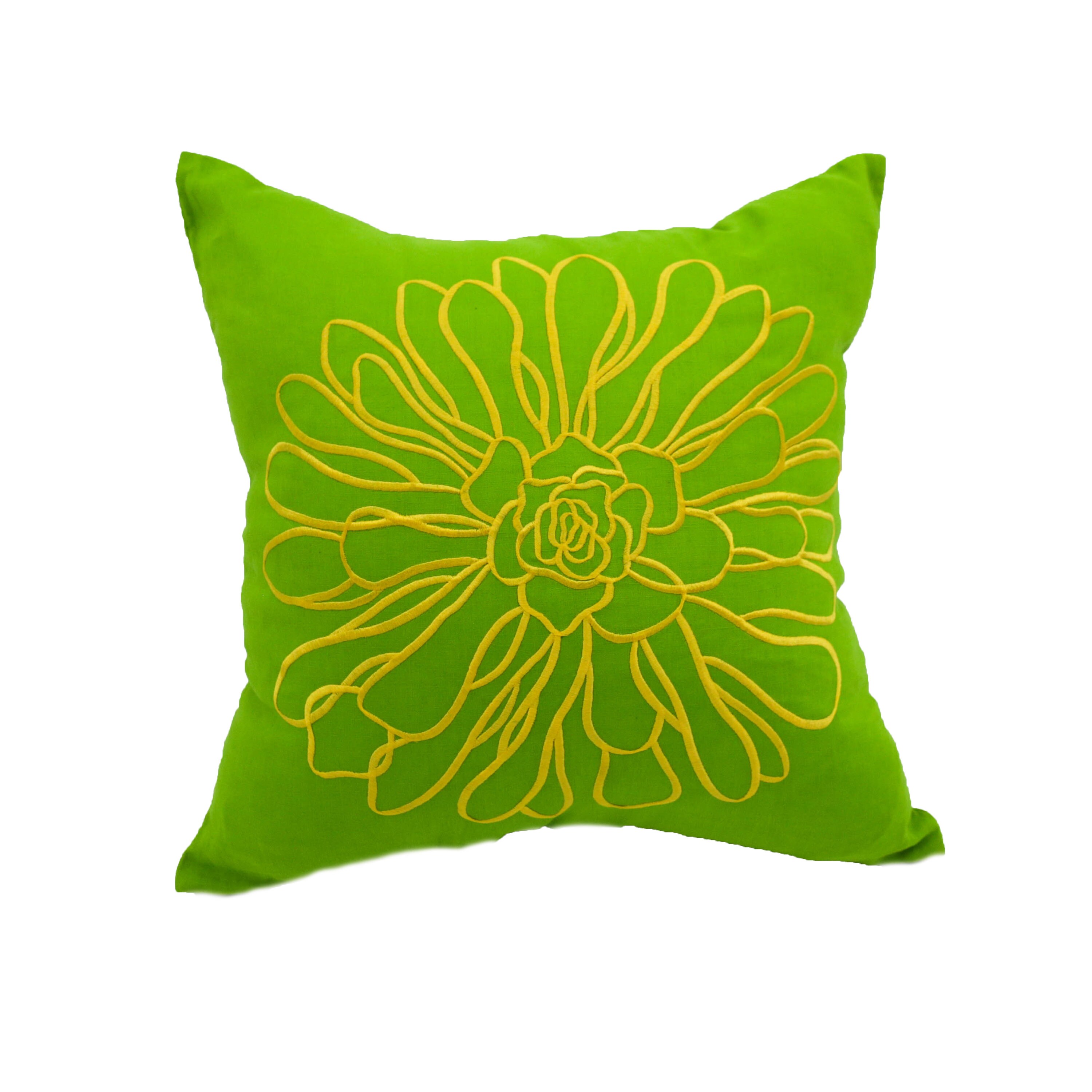 Green Floral Pillow Cover Embroidered Flower Pillow Green Etsy